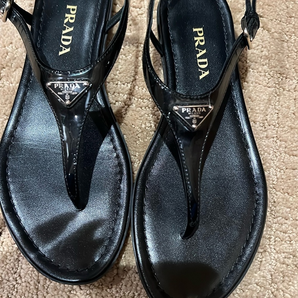 Prada logo thong sandals
